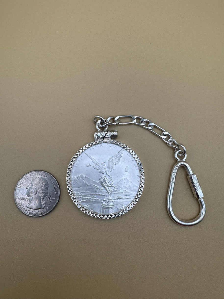 Centenario Pendant Men's KEYCHAIN Mexican Coin 925 Sterling Silver 925 1oz. Estados Unidos Mexicanos Libertad plata pura coin silver & bezel