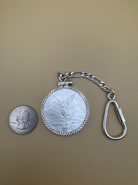 Centenario Pendant Men's KEYCHAIN Mexican Coin 925 Sterling Silver 925 1oz. Estados Unidos Mexicanos Libertad plata pura coin silver & bezel