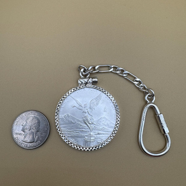 Centenario Pendant Men's KEYCHAIN Mexican Coin 925 Sterling Silver 925 1oz. Estados Unidos Mexicanos Libertad plata pura coin silver & bezel