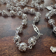 Hermoso rosario de plata esterlina 925 hecho a mano, regalo perfecto (21 pulgadas)