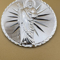 Saint Judas Patron Saint Pendant Saint Jude silver medallion necklace catholic jewelry christian jewelry 925 silver saint jude icon.
