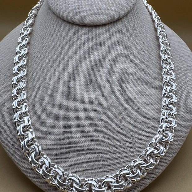 Heavy Handmade 925 Sterling Silver Byzantine Chain / Imponente Cadena Tejido Chino Plata 925