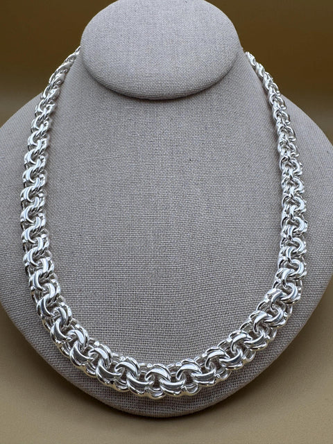 Heavy Handmade 925 Sterling Silver Byzantine Chain / Imponente Cadena Tejido Chino Plata 925