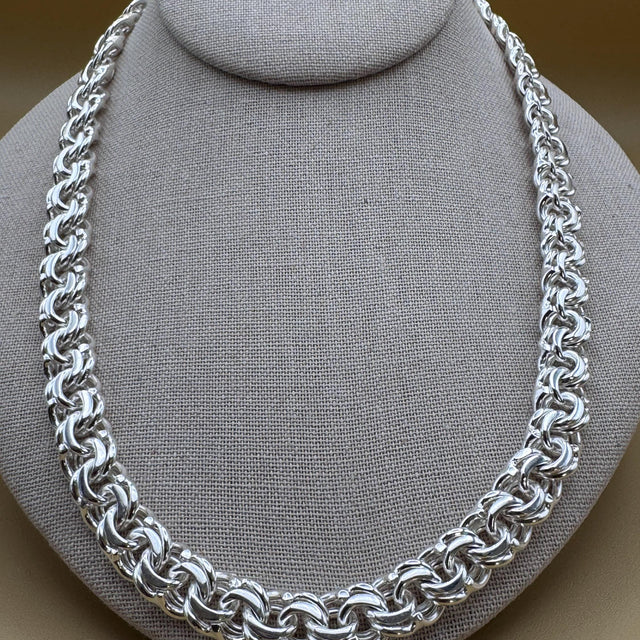 Heavy Handmade 925 Sterling Silver Byzantine Chain / Imponente Cadena Tejido Chino Plata 925