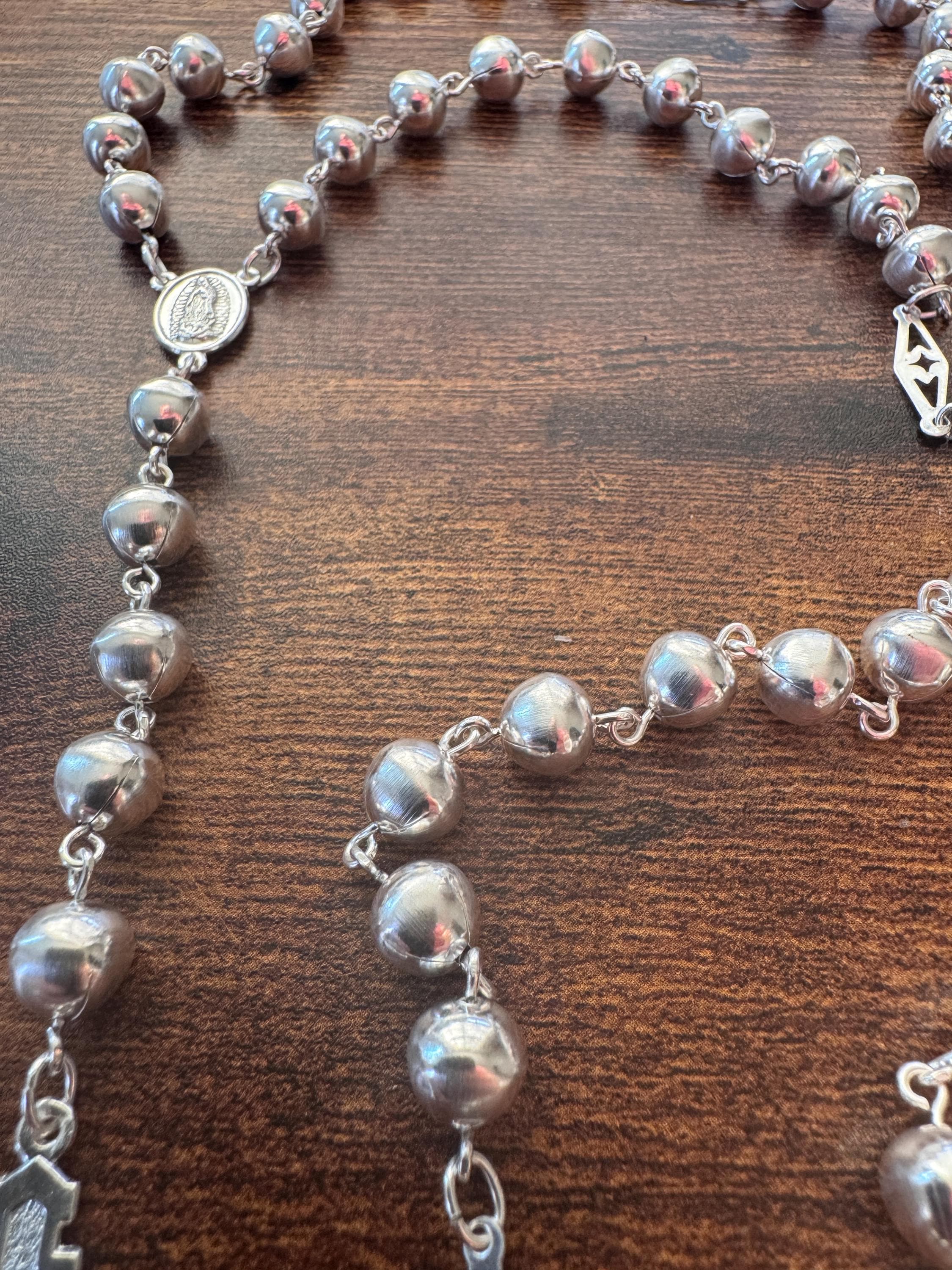 Beautiful Sterling Silver 925 Handmade Rosary Perfect  Gift (18 inch size) Solid beads