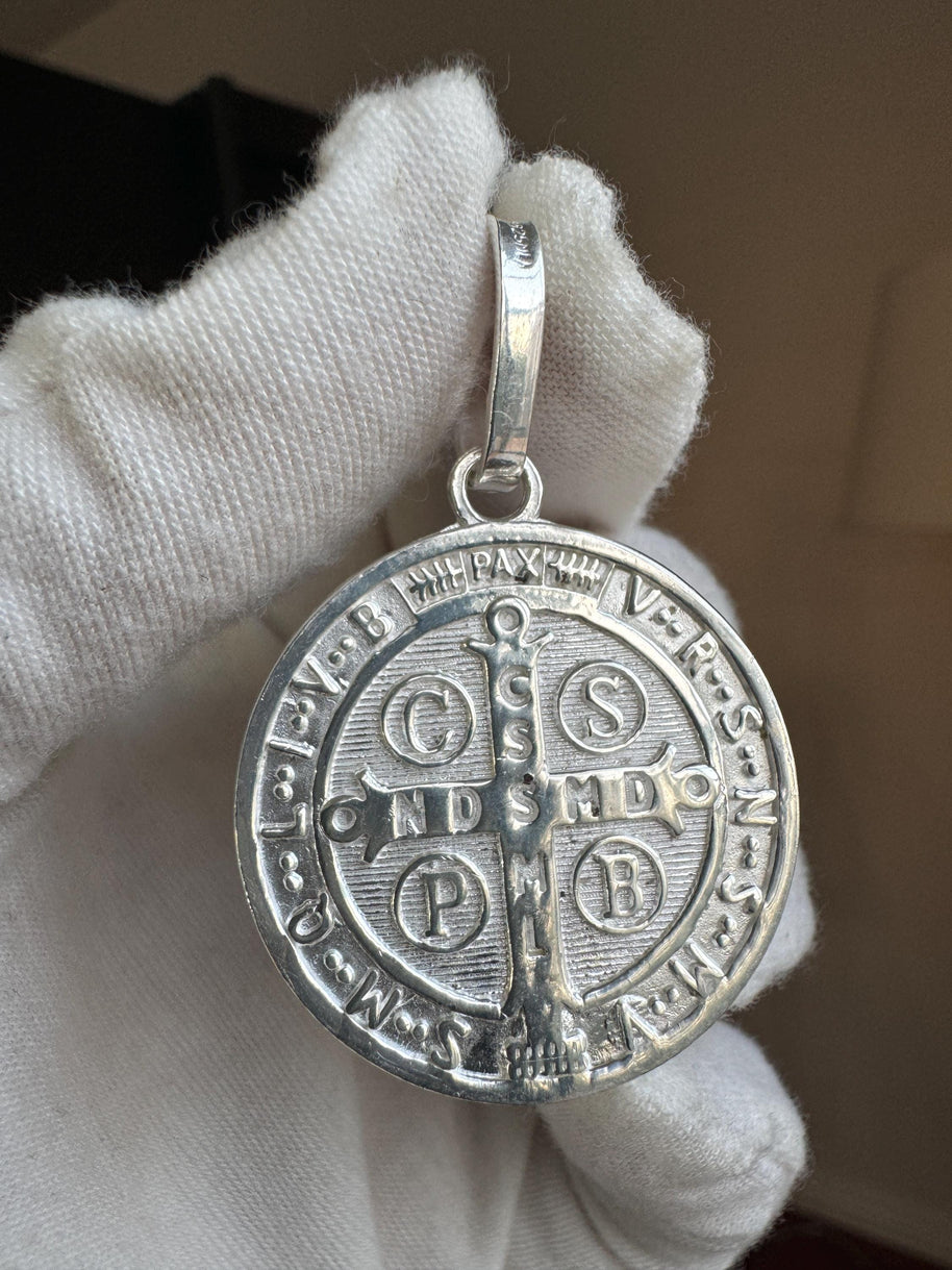Medalla plata 925 San Benito tamaño MEDIANO