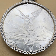 Centenario Pendant Men's Necklace Mexican Coin 925 Sterling Silver 925k 1oz. Estados Unidos Mexicanos Libertad plata pura coin silver bezel