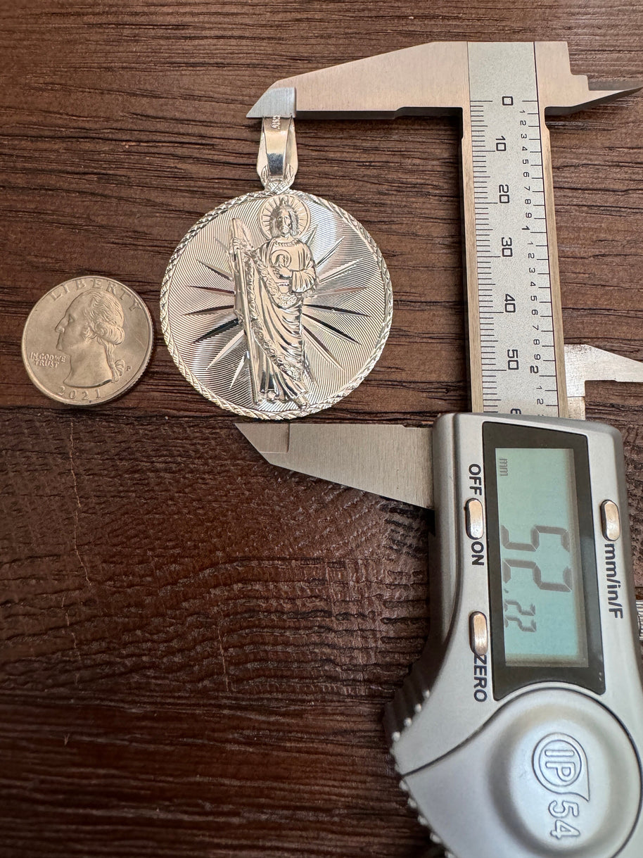 Saint Judas Patron Saint Pendant Saint Jude silver medallion necklace catholic jewelry christian jewelry 925 silver saint jude icon.
