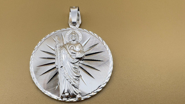 Saint Judas Patron Saint Pendant Saint Jude silver medallion necklace catholic jewelry christian jewelry 925 silver saint jude icon.