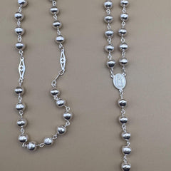 Beautiful Sterling Silver 925 Handmade Rosary Perfect  Gift (18 inch size) Solid beads