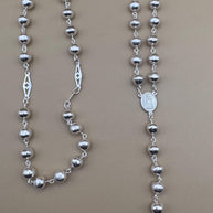 Beautiful Sterling Silver 925 Handmade Rosary Perfect  Gift (18 inch size) Solid beads