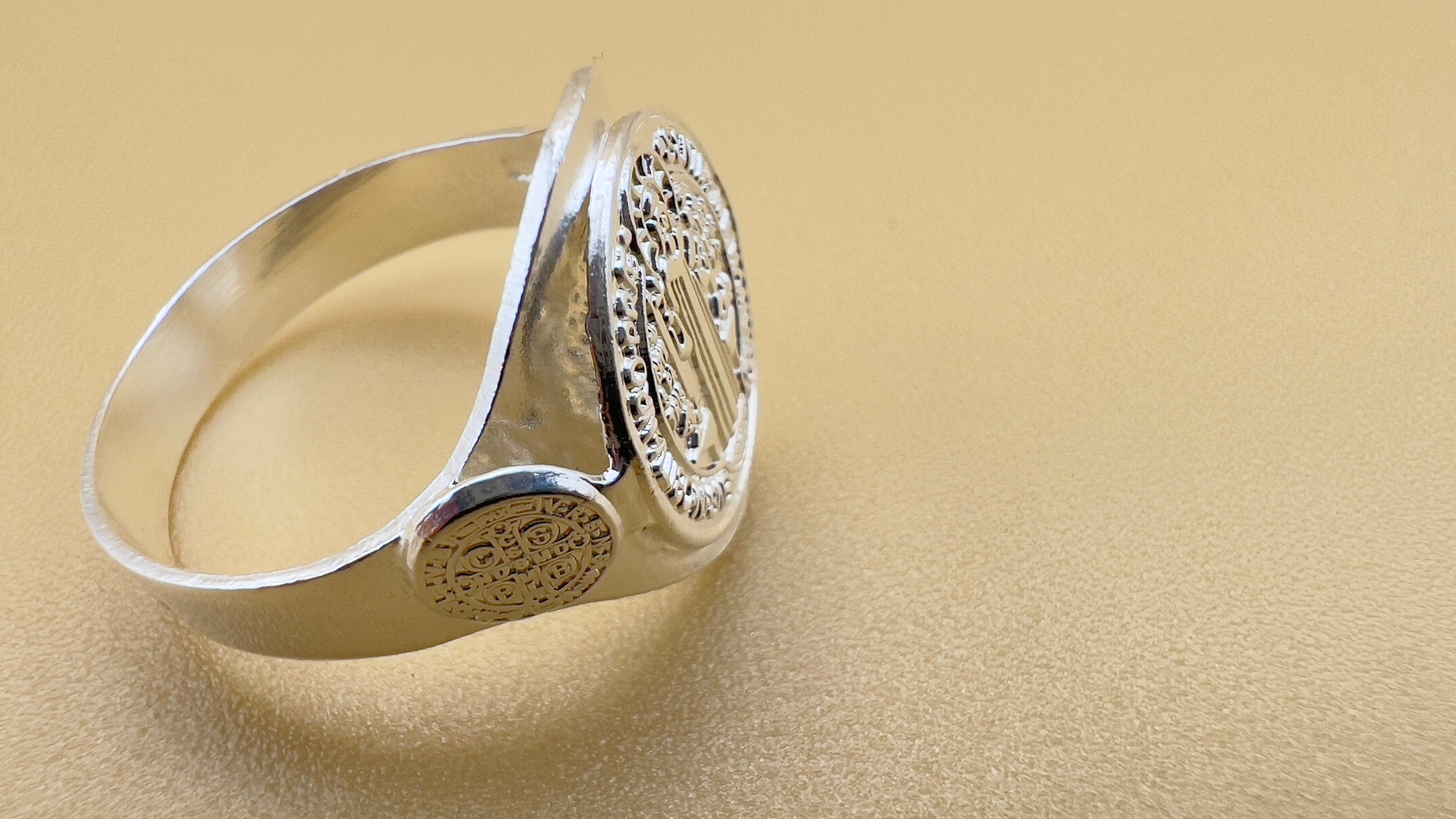 Handmade Saint Benedict Ring, San Benito, Sterling Silver, 925 Silver, unisex ring, Religious Ring, Signet Ring, Gift for me, Christian Gift