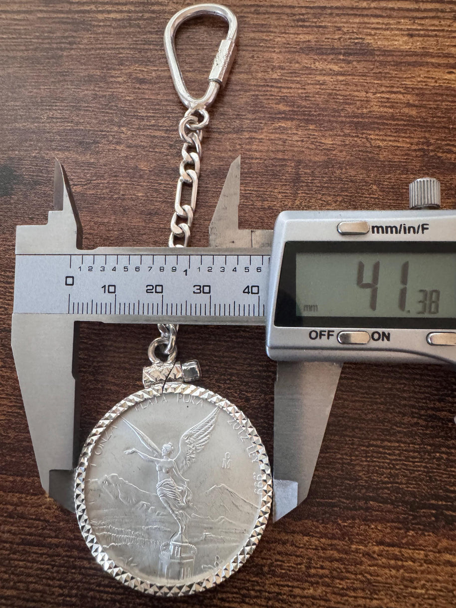 Centenario Pendant Men's KEYCHAIN Mexican Coin 925 Sterling Silver 925 1oz. Estados Unidos Mexicanos Libertad plata pura coin silver & bezel