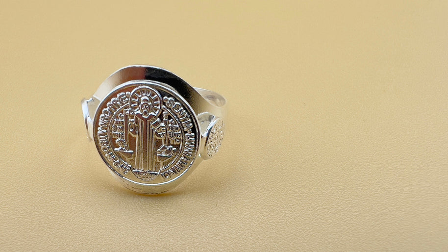 Handmade Saint Benedict Ring, San Benito, Sterling Silver, 925 Silver, unisex ring, Religious Ring, Signet Ring, Gift for me, Christian Gift