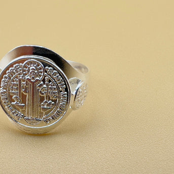 Handmade Saint Benedict Ring, San Benito, Sterling Silver, 925 Silver, unisex ring, Religious Ring, Signet Ring, Gift for me, Christian Gift