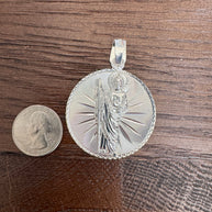 Saint Judas Patron Saint Pendant Saint Jude silver medallion necklace catholic jewelry christian jewelry 925 silver saint jude icon.