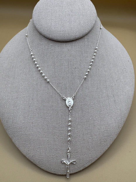 Beautiful Mini Sterling Silver 925 Handmade 12.5 inch Rosary Perfect Gift (solid beads)