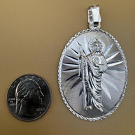 OVAL Saint Judas Patron Saint Pendant Saint Jude silver medallion necklace catholic jewelry christian jewelry 925 silver saint jude icon.
