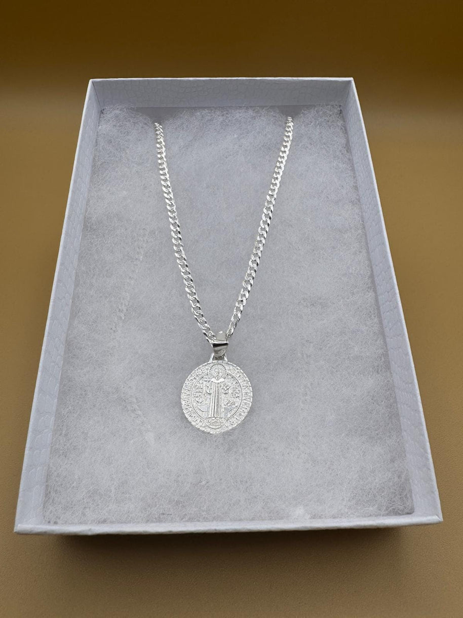 925 Sterling Silver St. Benedict the Protector | Plata 925 cadena con medalla San Benito Santo Protector