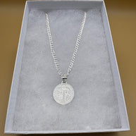 925 Sterling Silver St. Benedict the Protector | Plata 925 cadena con medalla San Benito Santo Protector