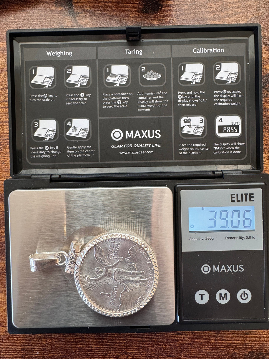Colgante Centenario para hombre en plata 925, diseño del símbolo de la libertad