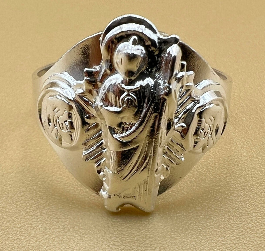 Saint Judas Sterling Silver Signet Ring, Men's ring, religious ring, Catholic gift ring, Christian jewelry, 925k sterling silver ring