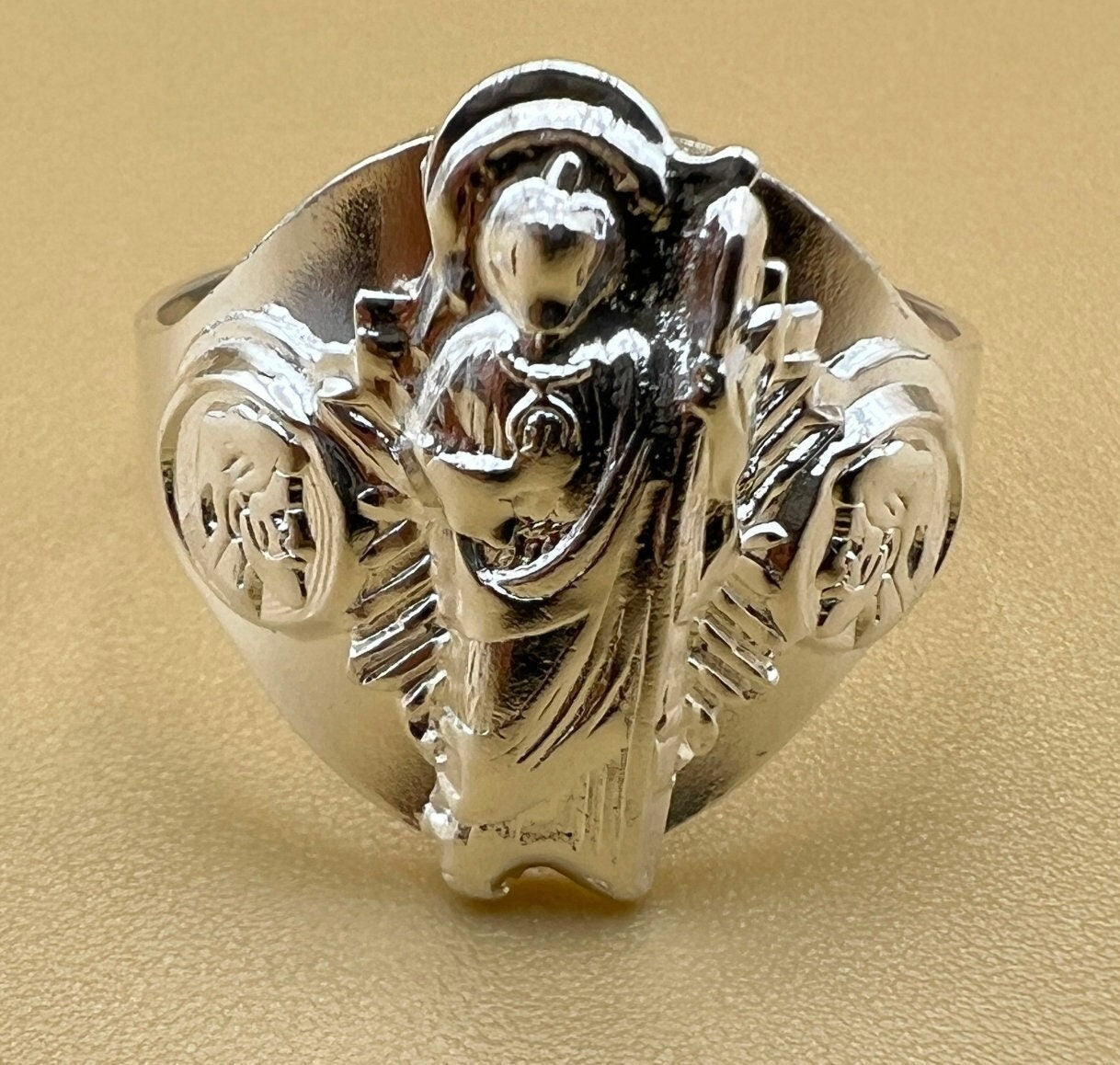 Saint Judas Sterling Silver Signet Ring, Men's ring, religious ring, Catholic gift ring, Christian jewelry, 925k sterling silver ring