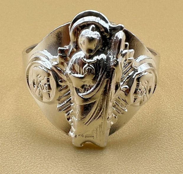 Saint Judas Sterling Silver Signet Ring, Men's ring, religious ring, Catholic gift ring, Christian jewelry, 925k sterling silver ring