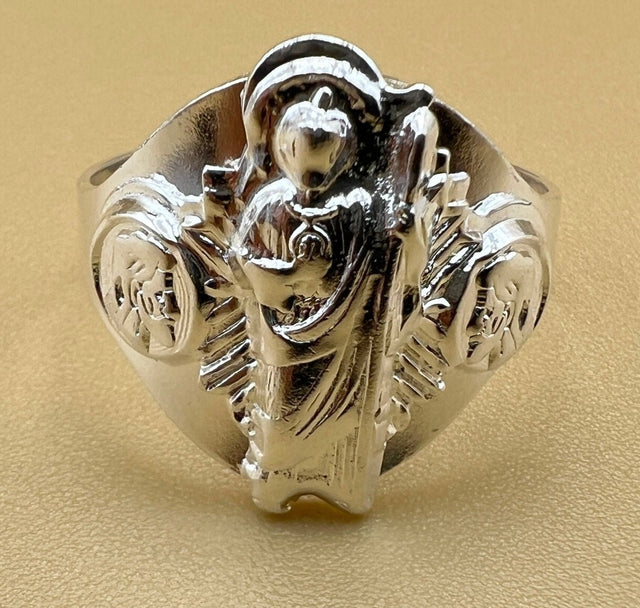 Saint Judas Sterling Silver Signet Ring, Men's ring, religious ring, Catholic gift ring, Christian jewelry, 925k sterling silver ring