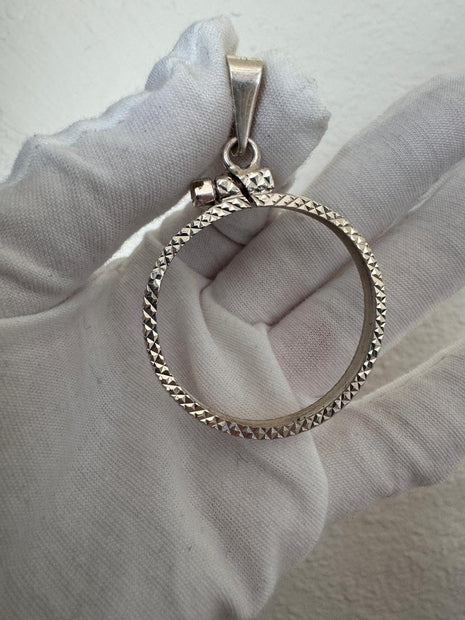 Sterling silver 925 Coin Bezel for collecting silver coins / Bisel de Plata 925 (Large Bezel)