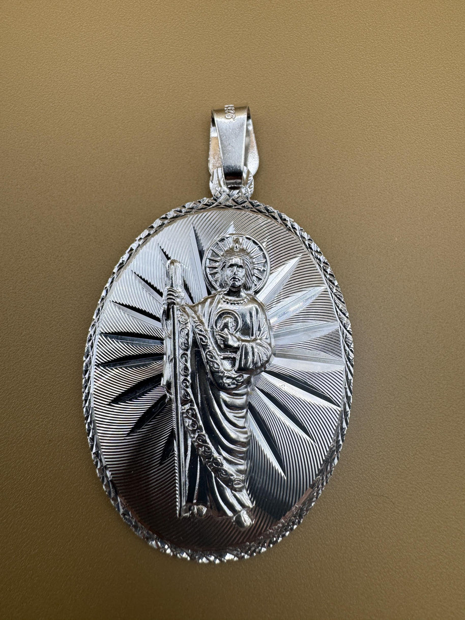 OVAL Saint Judas Patron Saint Pendant Saint Jude silver medallion necklace catholic jewelry christian jewelry 925 silver saint jude icon.