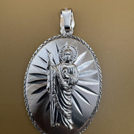 OVAL Saint Judas Patron Saint Pendant Saint Jude silver medallion necklace catholic jewelry christian jewelry 925 silver saint jude icon.