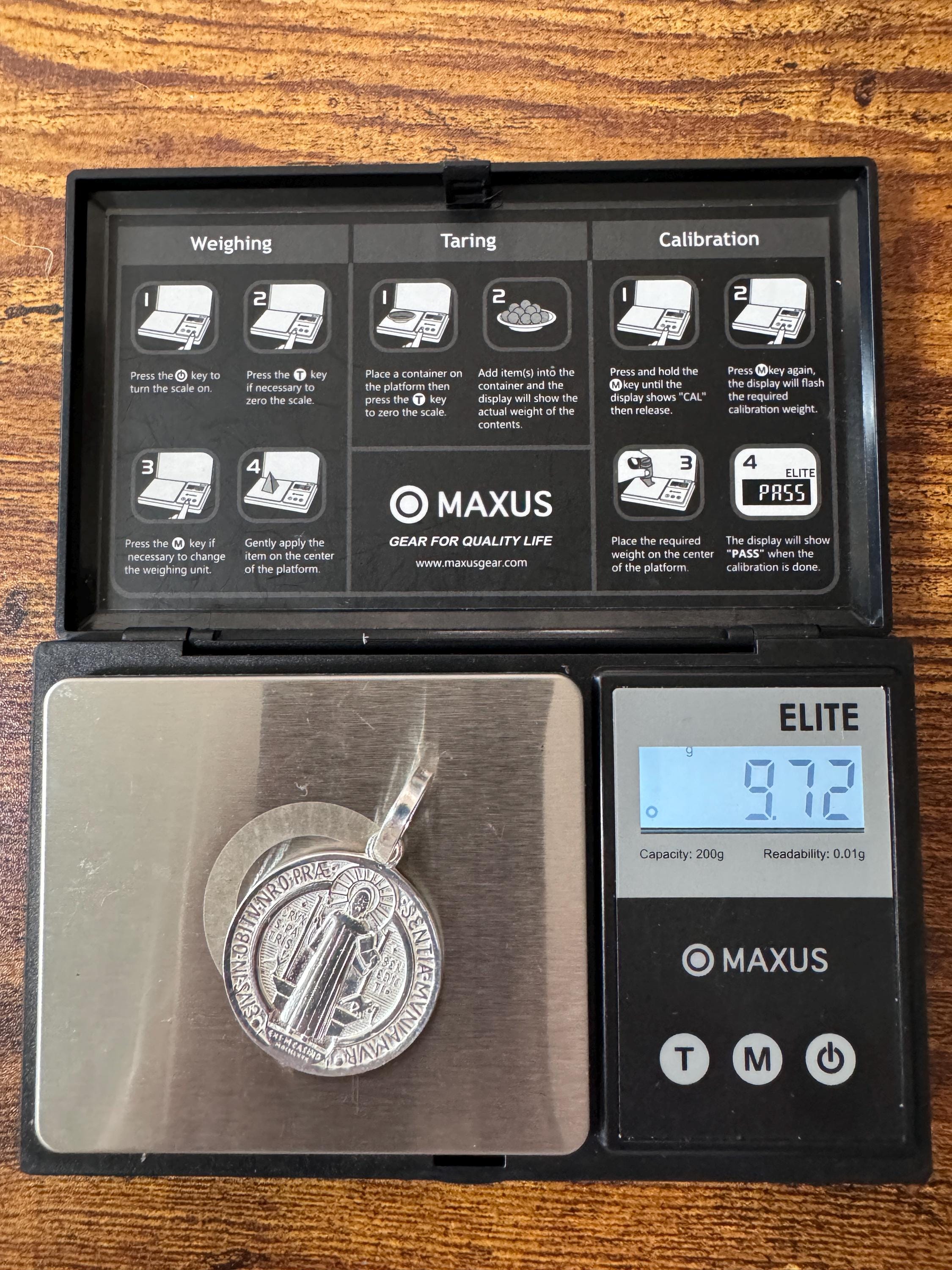 Medalla plata 925 San Benito tamaño MEDIANO