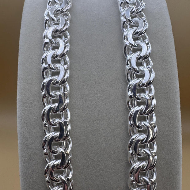 Heavy Handmade 925 Sterling Silver Byzantine Chain / Imponente Cadena Tejido Chino Plata 925