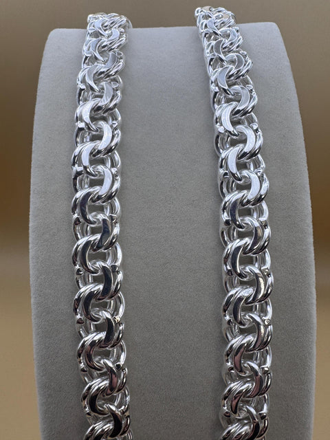Heavy Handmade 925 Sterling Silver Byzantine Chain / Imponente Cadena Tejido Chino Plata 925
