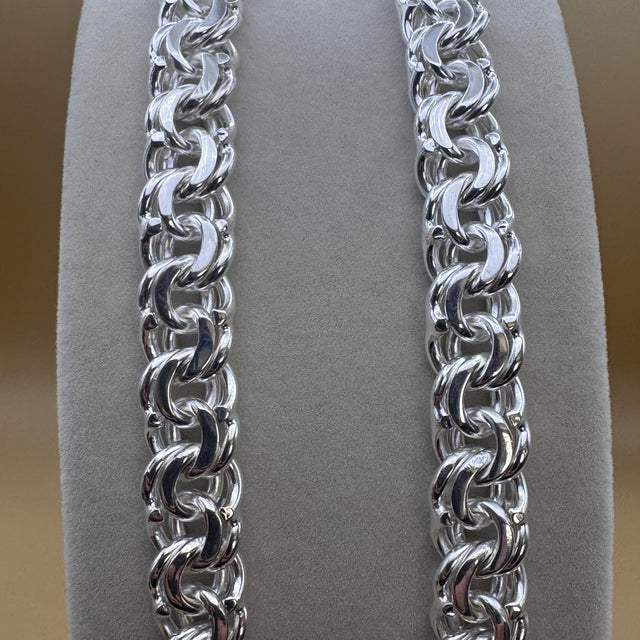 Heavy Handmade 925 Sterling Silver Byzantine Chain / Imponente Cadena Tejido Chino Plata 925