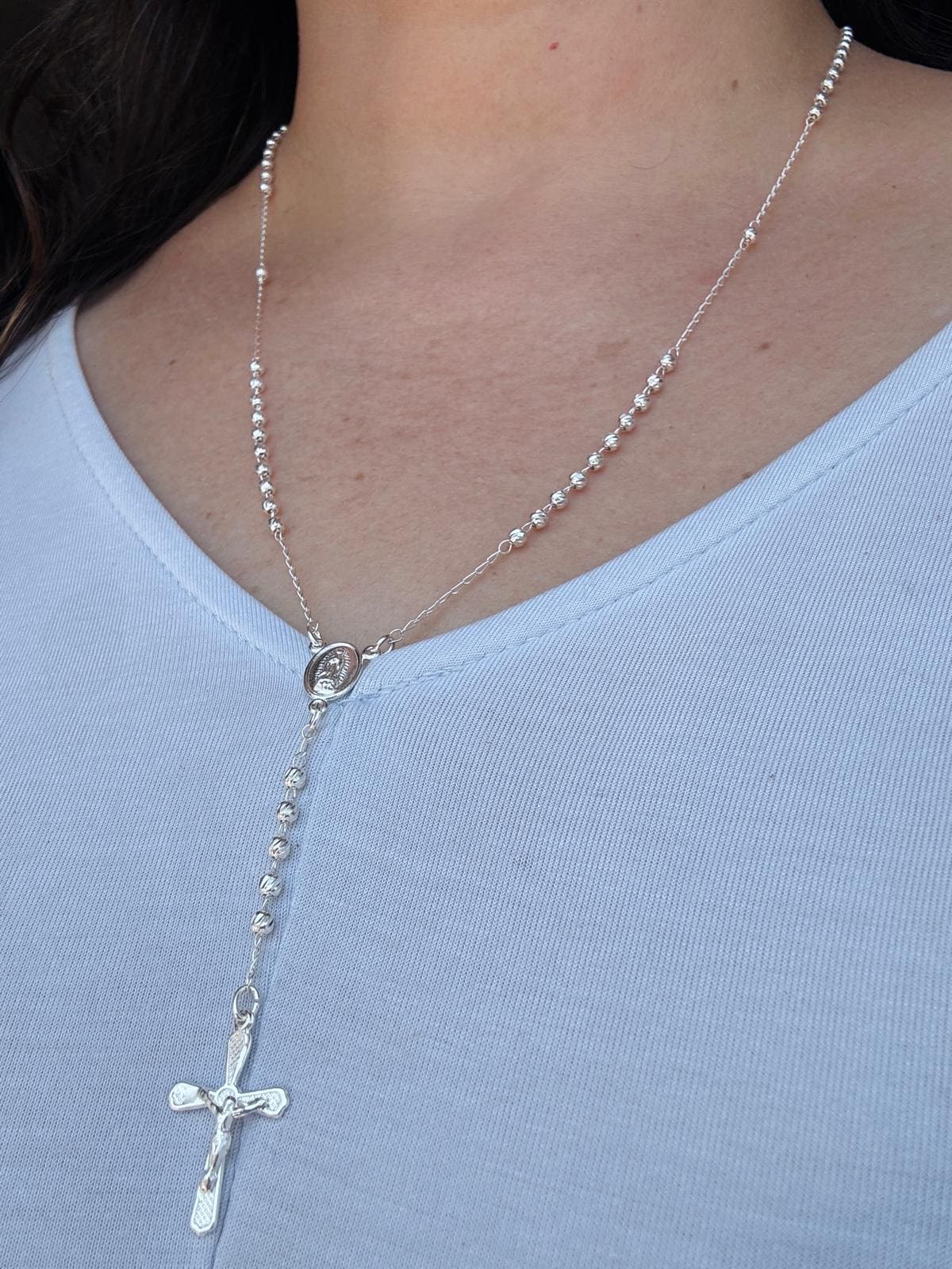 Beautiful Mini Sterling Silver 925 Handmade 12.5 inch Rosary Perfect Gift (solid beads)