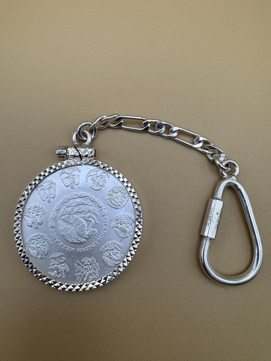 Centenario Pendant Men's KEYCHAIN Mexican Coin 925 Sterling Silver 925 1oz. Estados Unidos Mexicanos Libertad plata pura coin silver & bezel