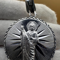 SMALL Saint Judas Patron Saint Pendant Saint Jude silver medallion necklace catholic jewelry christian jewelry 925 silver saint jude icon.