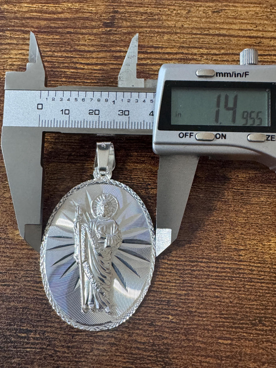 OVAL Saint Judas Patron Saint Pendant Saint Jude silver medallion necklace catholic jewelry christian jewelry 925 silver saint jude icon.