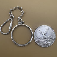 925 sterling silver keychain with a coin bezel /  925 Plata llavero con Bizel