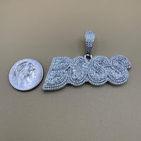 925 Sterling Silver BOSS Pendant - Made in Italy with dazzling detail - Dije BOSS en Plata de Ley 925 - Italiano con detalles deslumbrantes