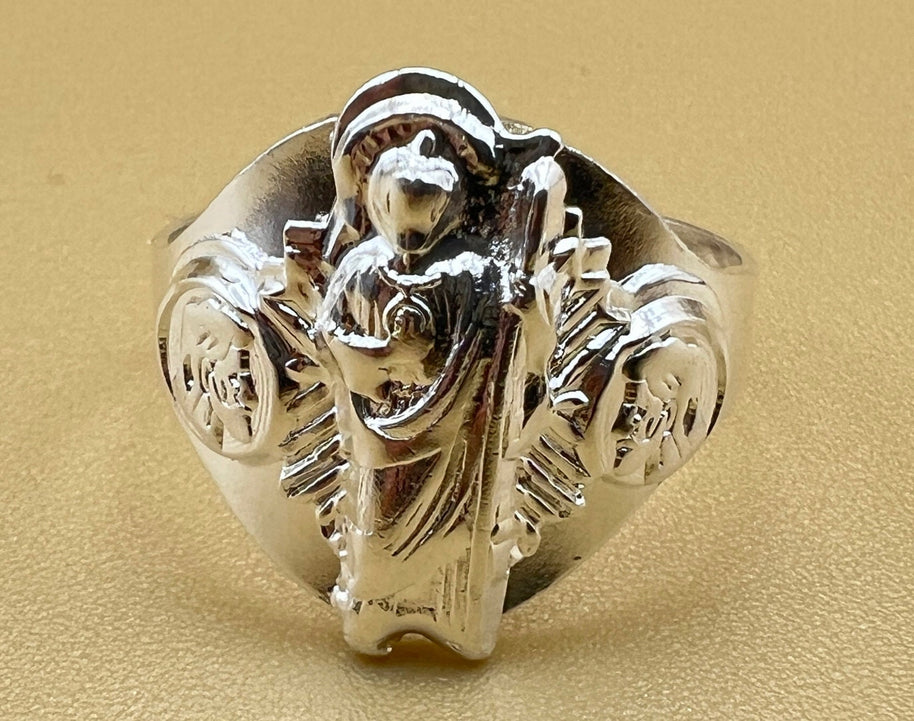 Saint Judas Sterling Silver Signet Ring, Men's ring, religious ring, Catholic gift ring, Christian jewelry, 925k sterling silver ring