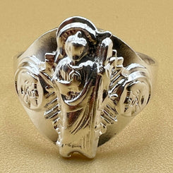 Saint Judas Sterling Silver Signet Ring, Men's ring, religious ring, Catholic gift ring, Christian jewelry, 925k sterling silver ring