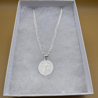 925 Sterling Silver St. Benedict the Protector | Plata 925 cadena con medalla San Benito Santo Protector