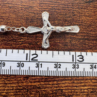 Beautiful Sterling Silver 925 Handmade 13 inch Rosary Perfect Gift (Alternating polished and frosted/textured round silver beads)