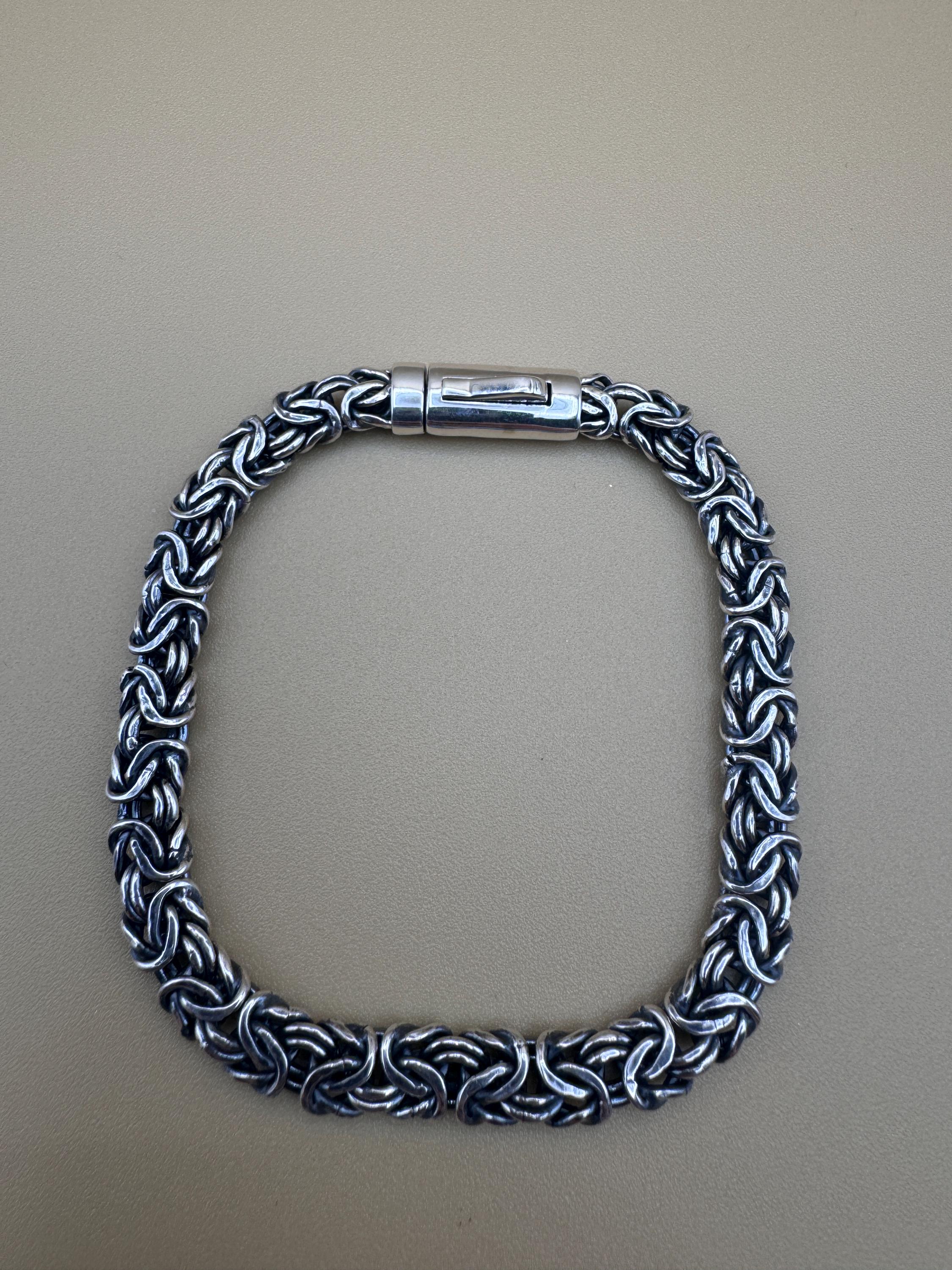 925 sterling silver Byzantine bracelet handmade | Pulsera bizantina de plata 925 Hecho a mano