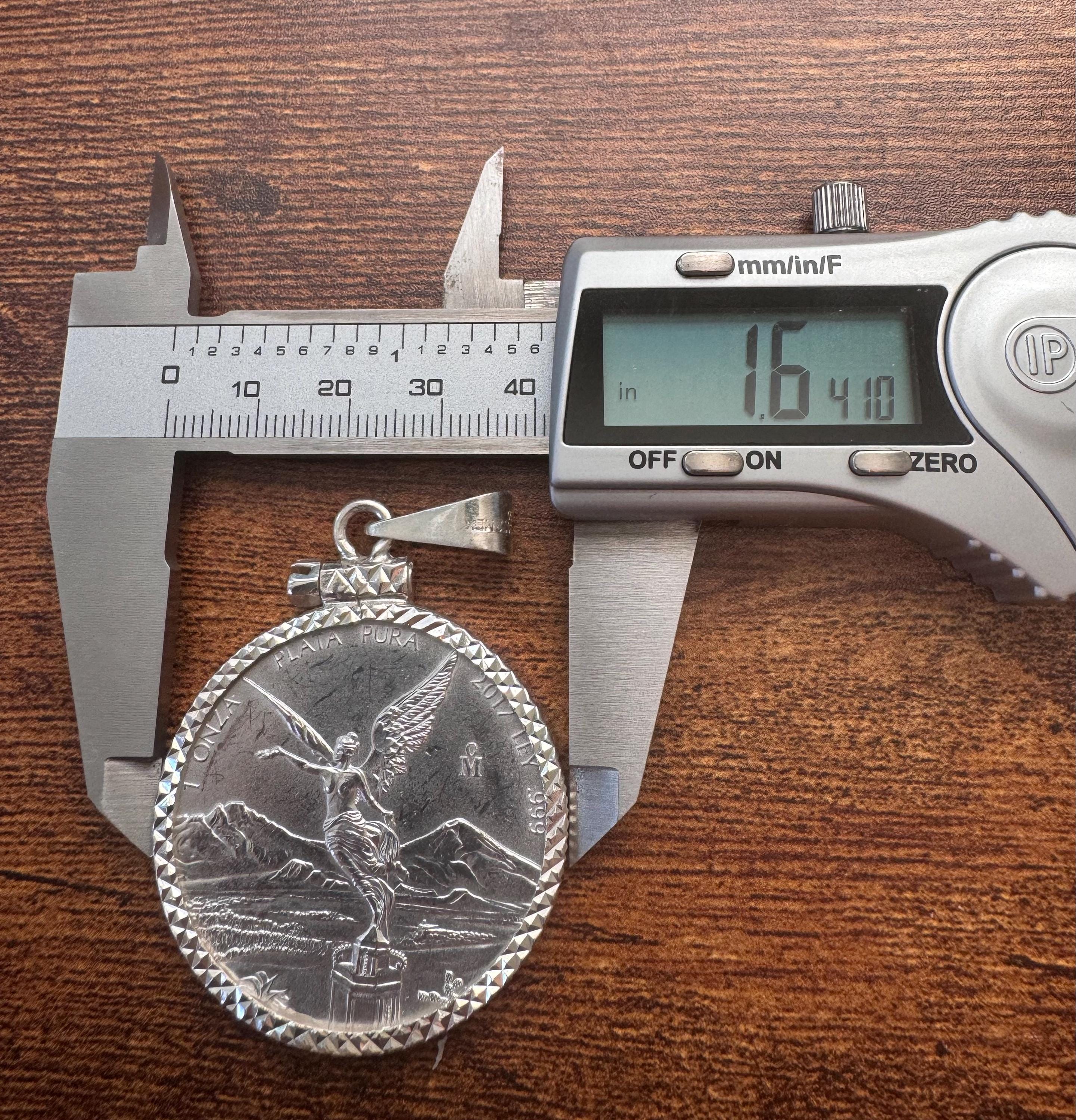 Centenario Pendant Men's Necklace Mexican Coin 925 Sterling Silver 925k 1oz. Estados Unidos Mexicanos Libertad plata pura coin silver bezel