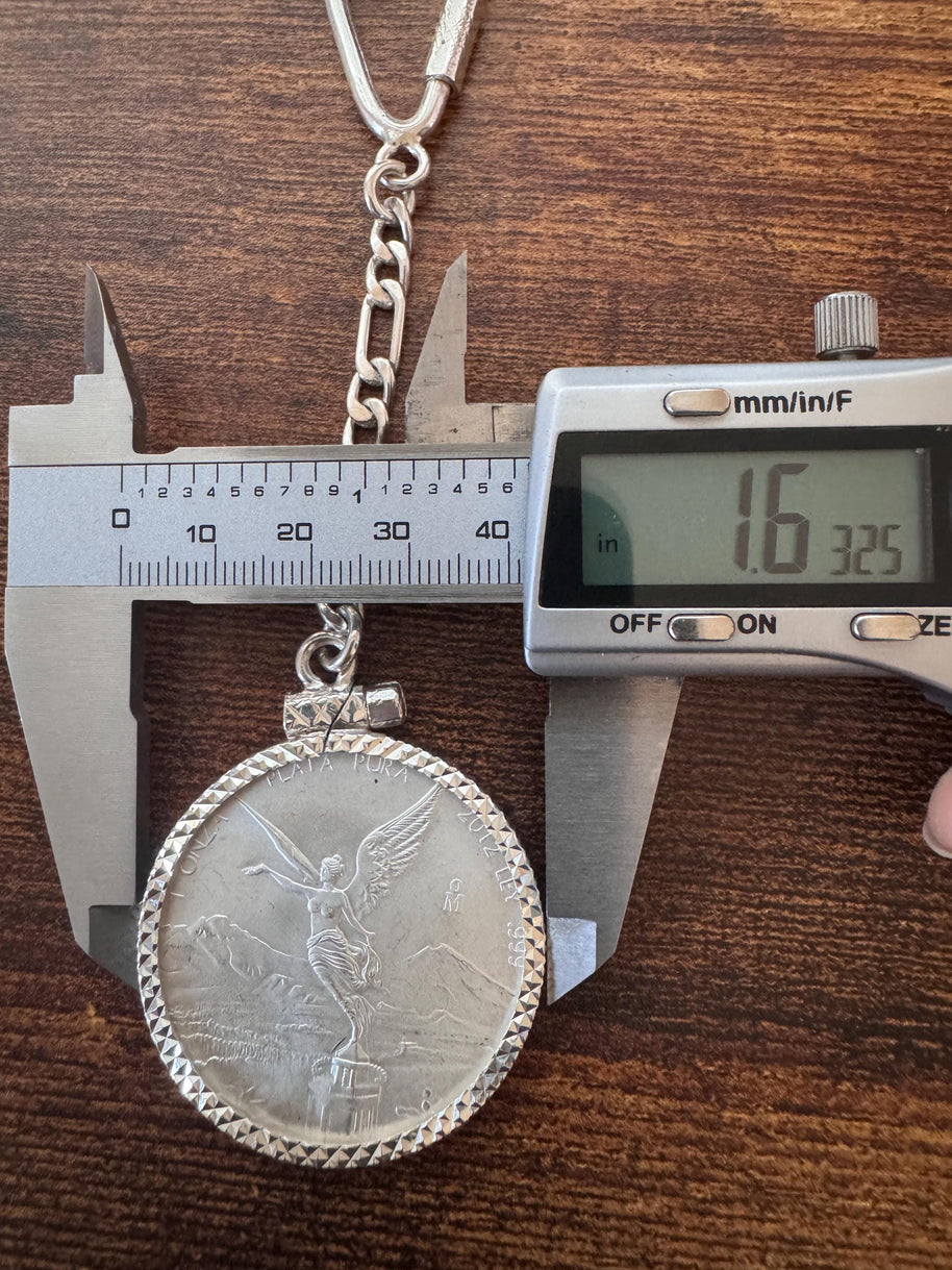Centenario Pendant Men's KEYCHAIN Mexican Coin 925 Sterling Silver 925 1oz. Estados Unidos Mexicanos Libertad plata pura coin silver & bezel