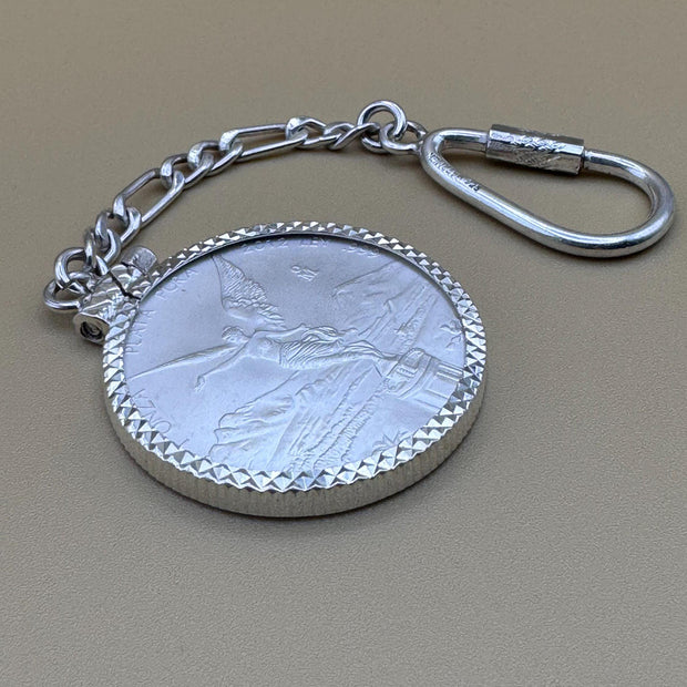 Centenario Pendant Men's KEYCHAIN Mexican Coin 925 Sterling Silver 925 1oz. Estados Unidos Mexicanos Libertad plata pura coin silver & bezel
